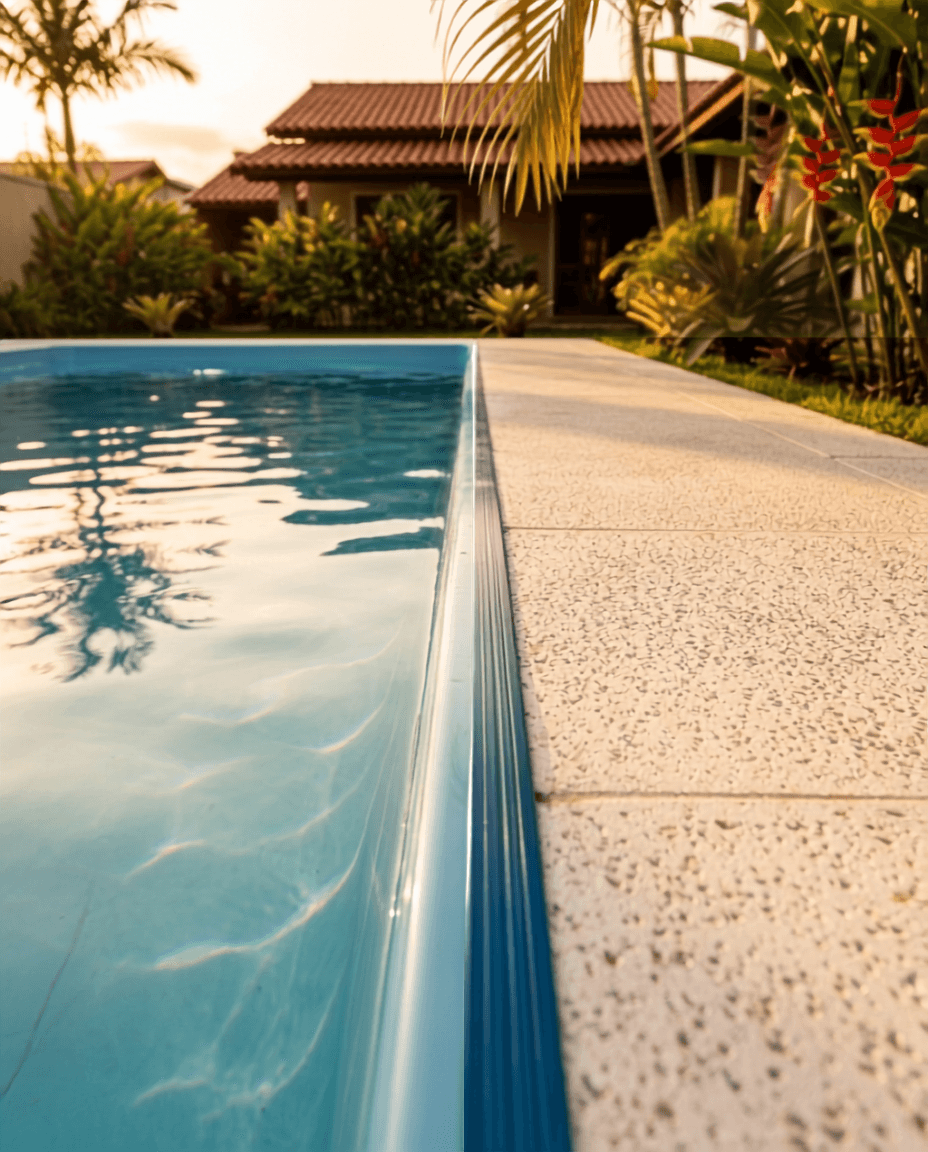 Piscina com revestimento de vinil novo, recém-instalado